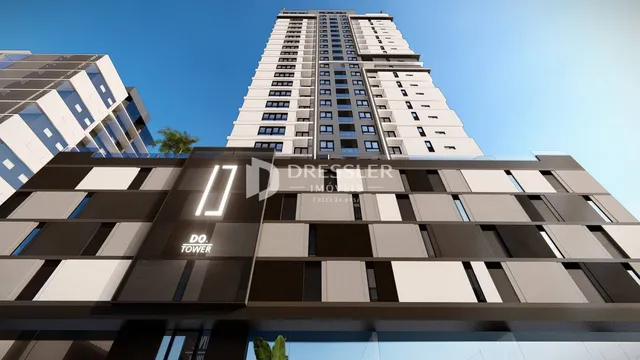 Vista da fachada de um edifício residencial em Lajeado, Brasil.