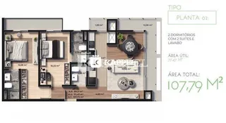 Planta baixa de um apartamento mostrando a disposição dos cômodos.