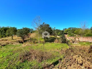 Paisagem de campo com vegetação seca e cerca no fundo.