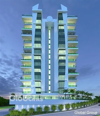 Fachada de um edifício residencial moderno em Lajeado, Brasil.