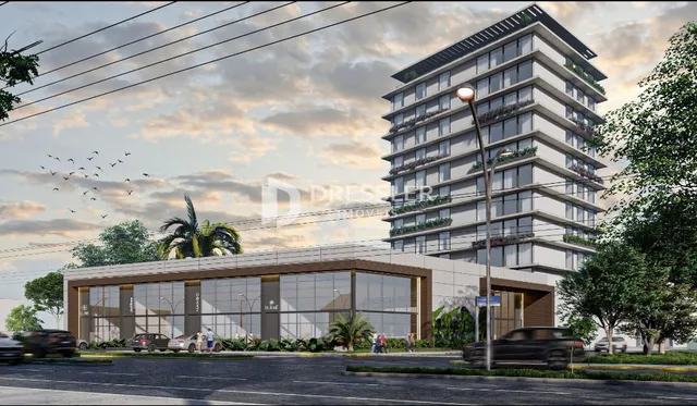 Fachada de um prédio residencial moderno em Lajeado.