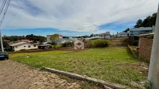 Vista da propriedade com gramado e rua no primeiro plano.