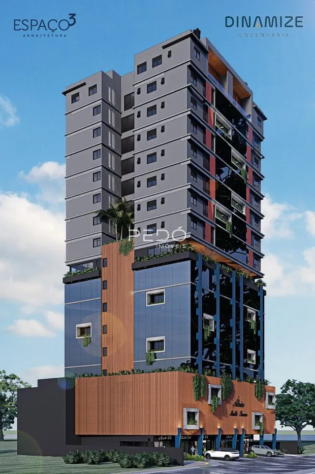 Fachada de um edifício residencial moderno em Lajeado, Brasil.