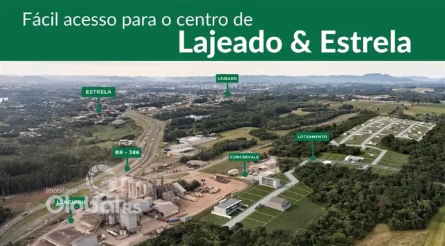 Vista aérea da região de Lajeado e Estrela com infraestrutura rodoviária.