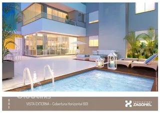Vista externa de uma cobertura com piscina e área de lazer em Lajeado, Brasil.