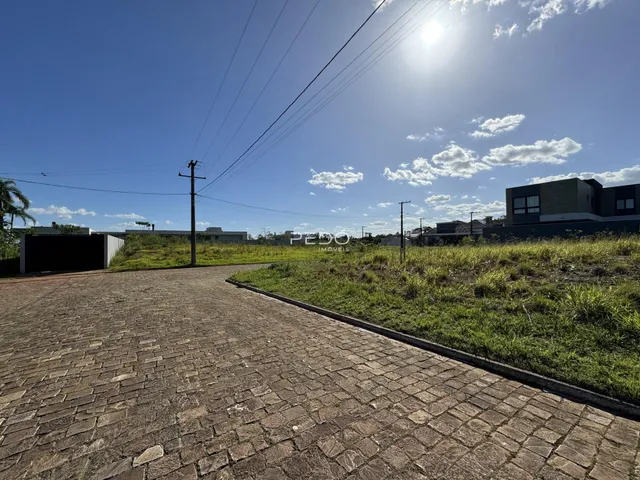 Vista externa de uma propriedade com paisagismo e acesso pavimentado.