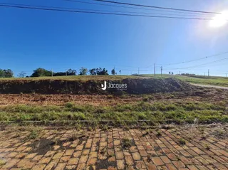 Vista de terreno aberto com vegetação e pavimento no primeiro plano.