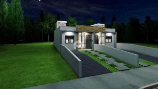fachada moderna de uma residência em Lajeado, Brasil, com jardim gramado.