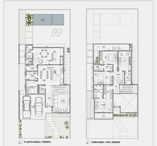 Planta baixa do térreo e do pavimento superior de uma residência em Lajeado.