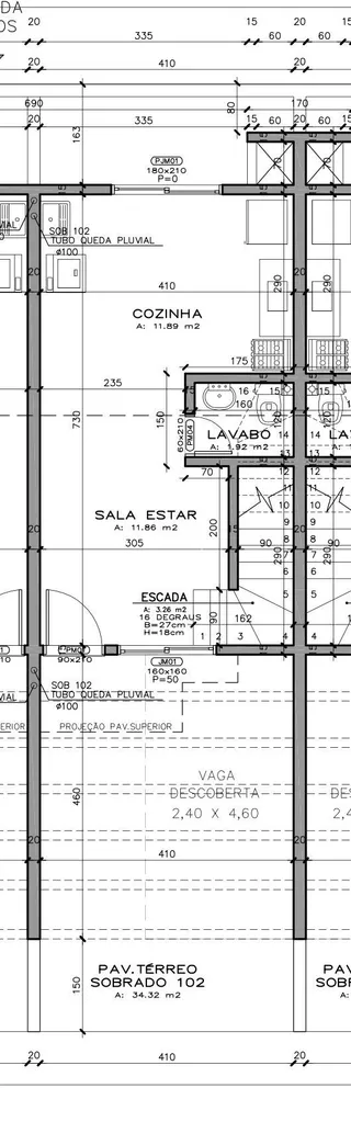 Planta baixa de um imóvel em Lajeado mostrando a disposição dos cômodos.
