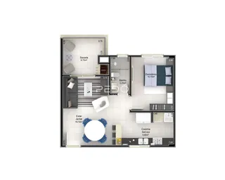 Plano de planta de um apartamento em Lajeado, Brasil.