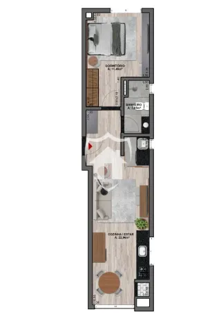 Apartamento com 1 dormitório