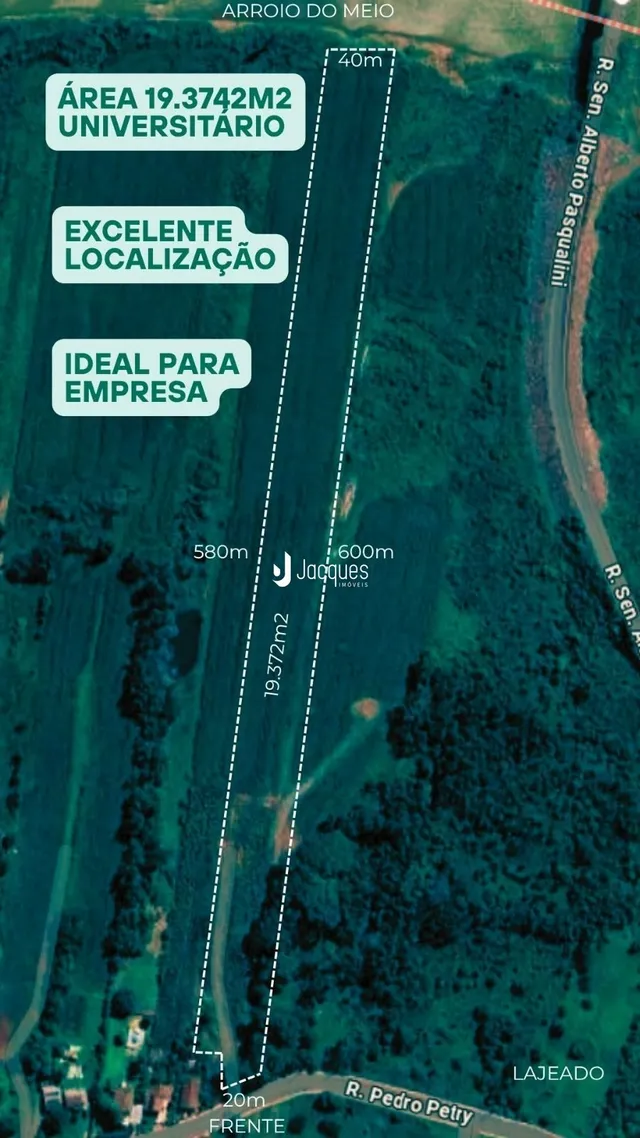Imagem aérea de um terreno em Lajeado, Brasil.
