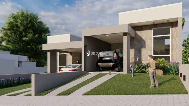 Fachada moderna de uma residência em Lajeado, Brasil.