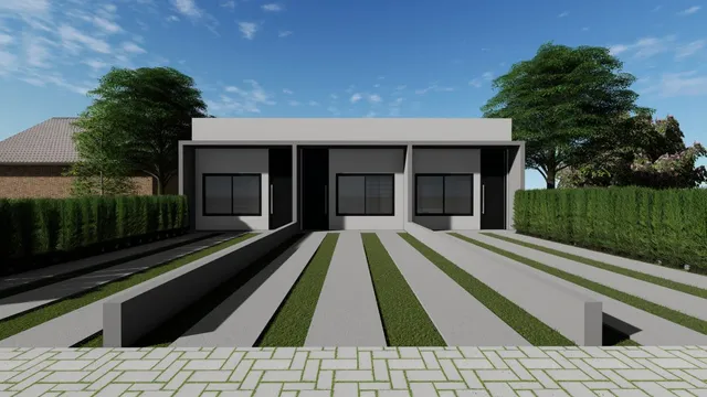 Foto da fachada de uma casa moderna em Lajeado, Brasil.