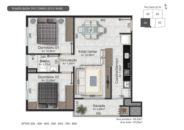Apartamento com 2 dormitórios