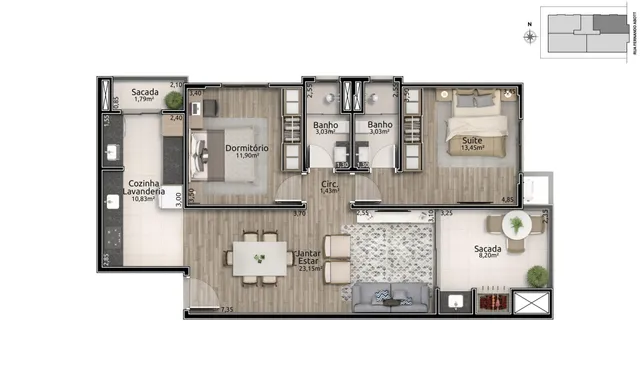 Apartamento com 2 dormitórios, foto 3