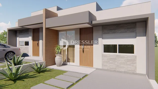 Fachada moderna de uma residência em Lajeado, Brasil.