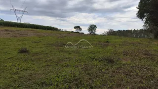 Paisagem de campo gramado com vegetação no horizonte sob um céu nublado.