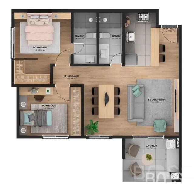 Apartamento com 3 dormitórios, foto 2