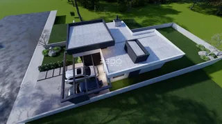 Vista aérea da fachada de uma residência moderna em Lajeado.
